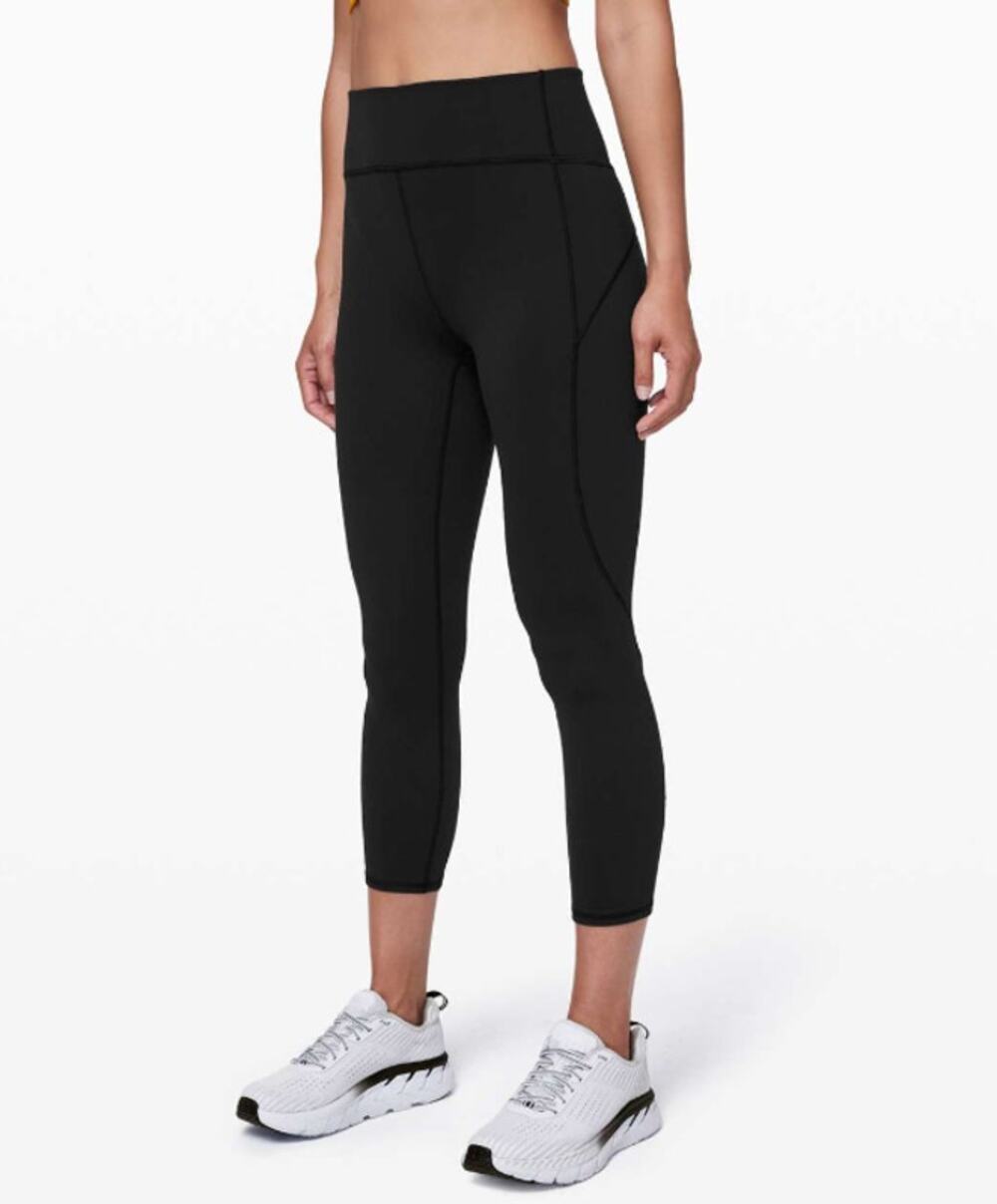 LULULEMON Womens In Movement Crop 23" Leggings Size 6 Black High Rise Athletic